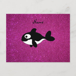 Personalisierter Name Killer Wal Pink Glitzer Postkarte