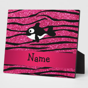 Personalisierter Name Killer Wal Zebra Streifen Fotoplatte