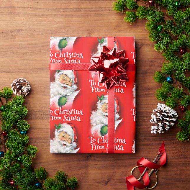 Personalisierter Name Kinder Winking Weihnachten Geschenkpapier (Feiertagsgeschenk)