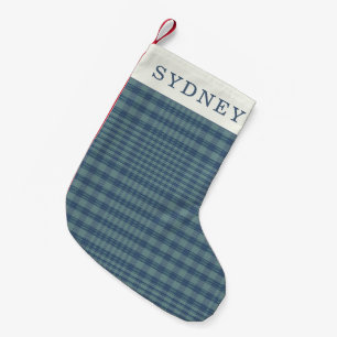 Personalisierter Name Klassisch Blau Retro Glen Ka Kleiner Weihnachtsstrumpf