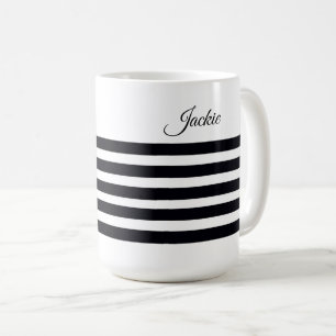 Personalisierter Name Klassische schwarze und weiß Kaffeetasse