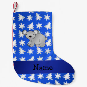 Personalisierter Name koala blauen Schneeflocken B Kleiner Weihnachtsstrumpf