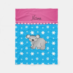 Personalisierter Name Koala Himmelsblau Schneefloc Fleecedecke