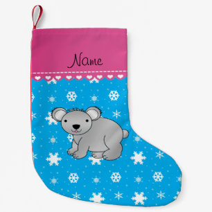 Personalisierter Name Koala Himmelsblau Schneefloc Kleiner Weihnachtsstrumpf