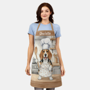Personalisierter Name Kochender Beagle Hund Koch Schürze