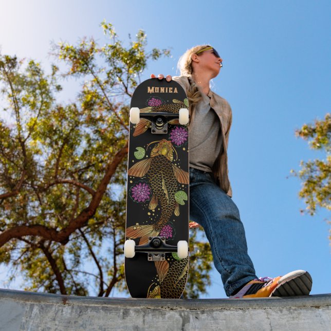 Personalisierter Name Koi Fish Skateboard (Außenbereich 1)