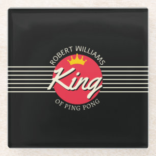 Personalisierter Name König des Ping Pong Roter Kr Glasuntersetzer