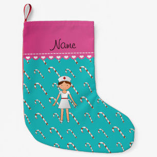 Personalisierter Name Krankenschwester türkisfarbe Kleiner Weihnachtsstrumpf