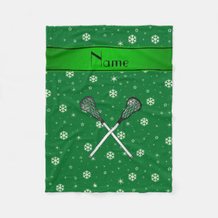 Personalisierter Name Lacrosse grüne Schneeflocke Fleecedecke