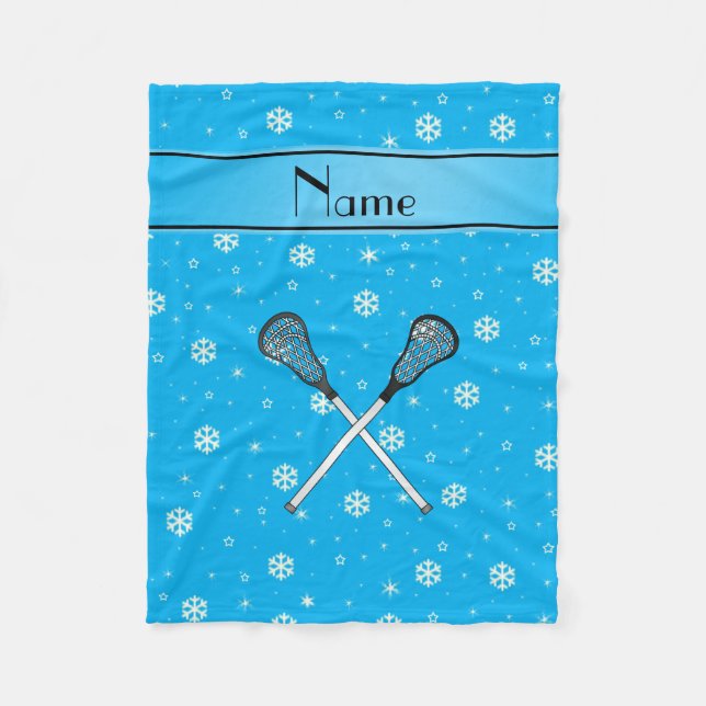 Personalisierter Name Lacrosse Himmelsblau Schneef Fleecedecke (Vorderseite)