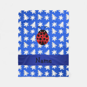 Personalisierter Name Ladybug blaue Schneeflocken Fleecedecke