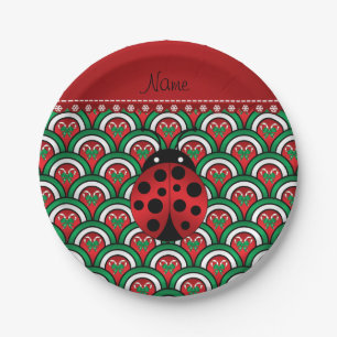 Personalisierter Name Ladybug halbe Kreise Süßware Pappteller