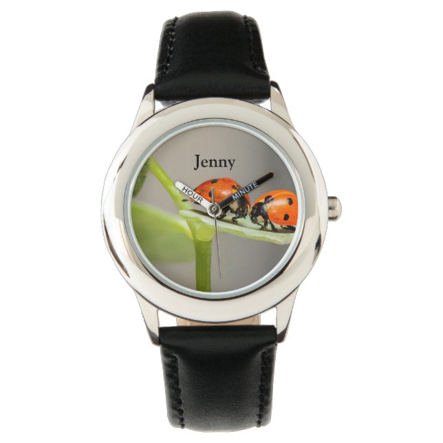 Personalisierter Name Ladybugs Watch Armbanduhr (Vorderseite)