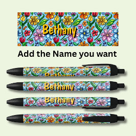 Personalisierter Name Ladys Blume Floral Kugelschreiber