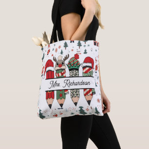 Personalisierter Name Lehrer Dankeschön Weihnachte Tasche
