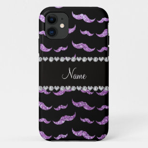 Personalisierter Name Licht lila Glitzer Schnurrba Case-Mate iPhone Hülle
