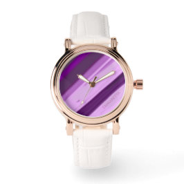 Personalisierter Name Lila Lavendel Streifen  Armbanduhr