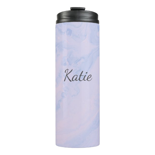 Personalisierter Name Lila Marble Chic Gastgeschen Thermosbecher (Vorderseite)
