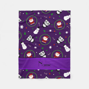 Personalisierter Name lila Panda santas Weihnachte Fleecedecke