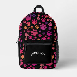 Personalisierter Name Lila Paw-Muster Bedruckter Rucksack