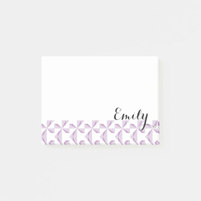 Personalisierter Name Lila Pinwheels Post-it Klebezettel (Vorderseite)
