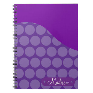 Personalisierter Name-lila Polka-Punkt-Welle Notizblock