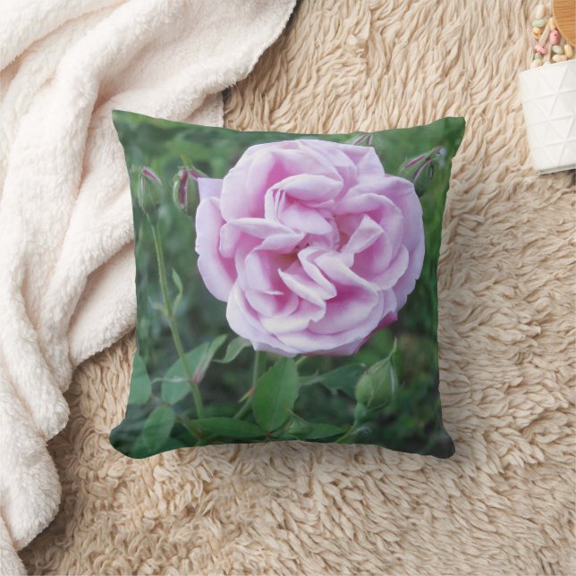 Personalisierter Name Lila Rosa Rose Foto Kissen (Decke)