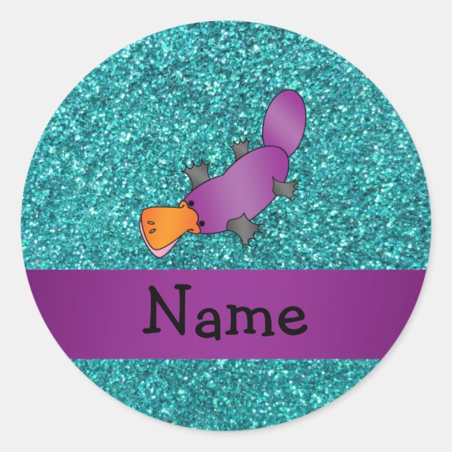 Personalisierter Name lila Runder Aufkleber (Vorderseite)