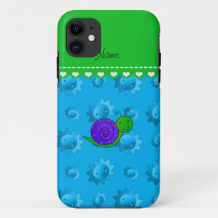 Personalisierter Name lila Schnecke Himmelsblauer Case-Mate iPhone Hülle
