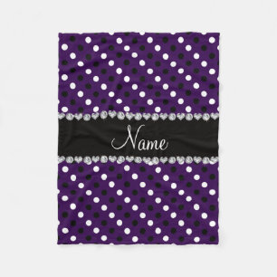 Personalisierter Name lila Schwarz-weiße Polka-Pun Fleecedecke