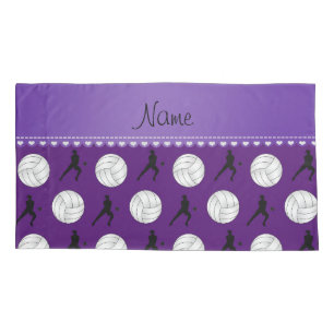 Personalisierter Name lila Volleyballs Silhouette Kissenbezug