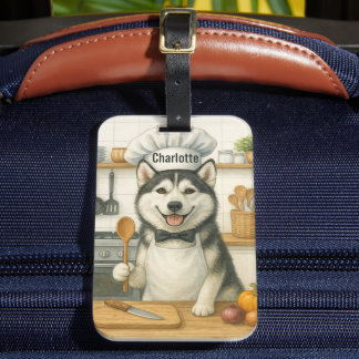 Personalisierter Name Lustiger Sibirischer Husky H Gepäckanhänger