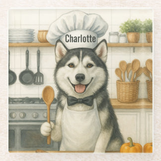 Personalisierter Name Lustiger Sibirischer Husky H Glasuntersetzer