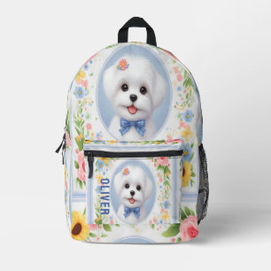 Personalisierter Name maltesischer Welpe, maltesis Bedruckter Rucksack