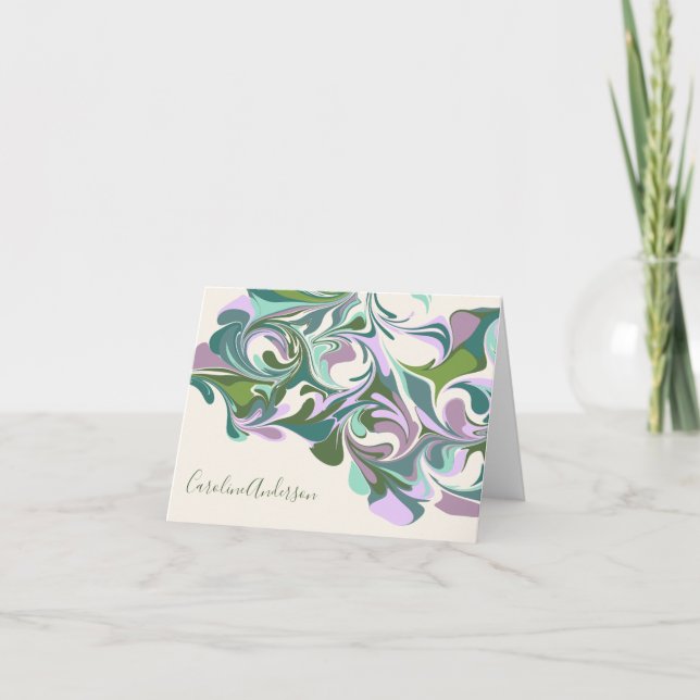 Personalisierter Name Marble Swirl Lila grün (Vorderseite)