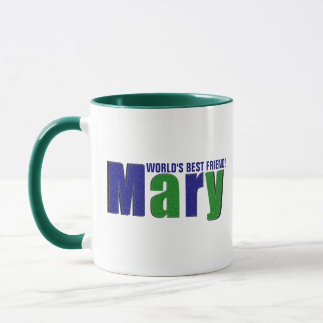Personalisierter Name "Mary", grün und blau Tasse (Links)