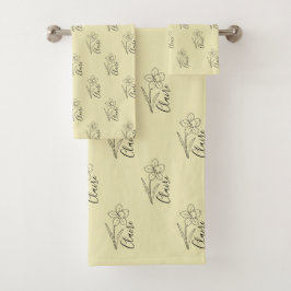 Personalisierter Name März daffodia Geburtsname Bl Badhandtuch Set