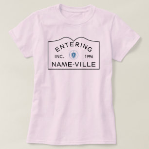PERSONALISIERTER Name Massachusetts Stadtzeichen T-Shirt