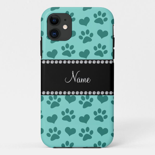 Personalisierter Name Meeresfrüchte Grüne Herzen u Case-Mate iPhone Hülle (Rückseite)