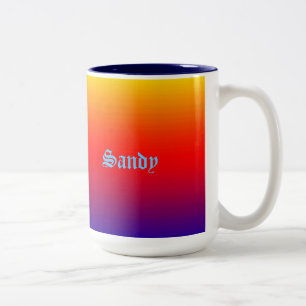 Personalisierter Name Mehrfarbig Gelb Orange Blau Zweifarbige Tasse