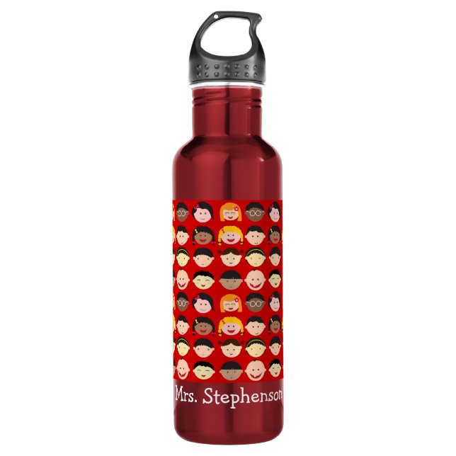 Personalisierter Name Mehrkultureller Kinderlehrer Trinkflasche (Vorderseite)