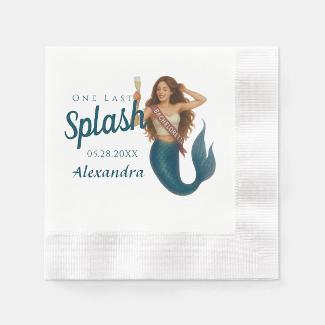 Personalisierter Name Mermaid Bachelorette Serviette (Vorderseite)
