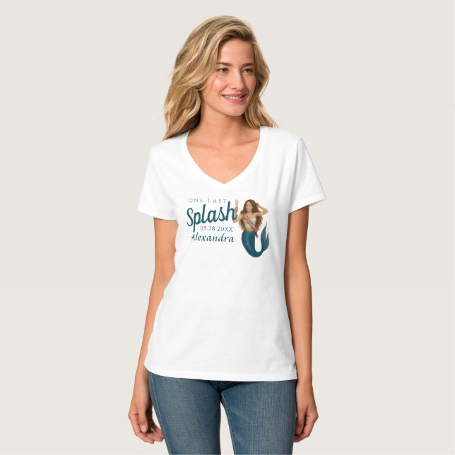 Personalisierter Name Mermaid Bachelorette T-Shirt (Vorderseite Vollansicht)