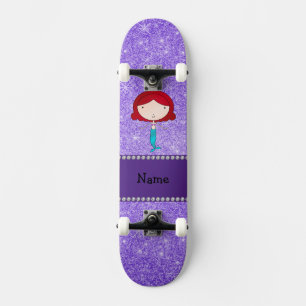 Personalisierter Name mermaid lila Glitzer Skateboard