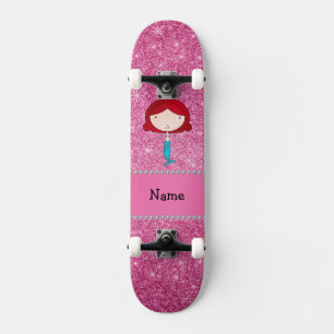 Personalisierter Name mermaid rosa Glitzer Skateboard