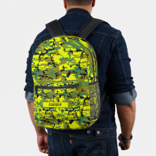 Personalisierter Name Military Yellow Green Camouf Bedruckter Rucksack