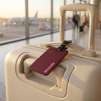 Personalisierter Name Minimalist Chic Burgund & Ro Gepäckanhänger