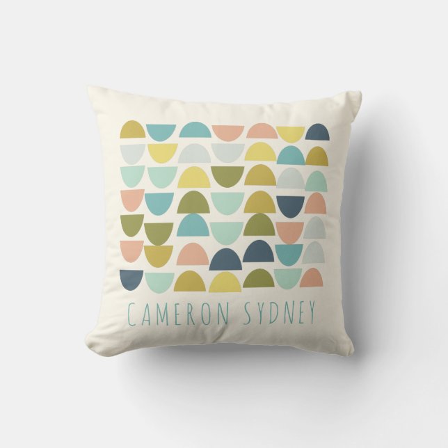 Personalisierter Name Minimalistisch Earthy Geomet Kissen (Vorderseite)