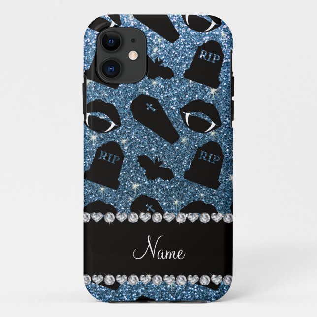 Personalisierter Name misty blue Glitzer vampire Case-Mate iPhone Hülle (Rückseite)