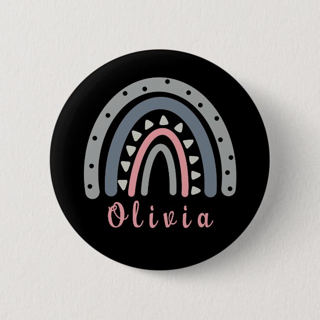 Personalisierter Name mit Coolem Boho Rainbow Button (Vorderseite)